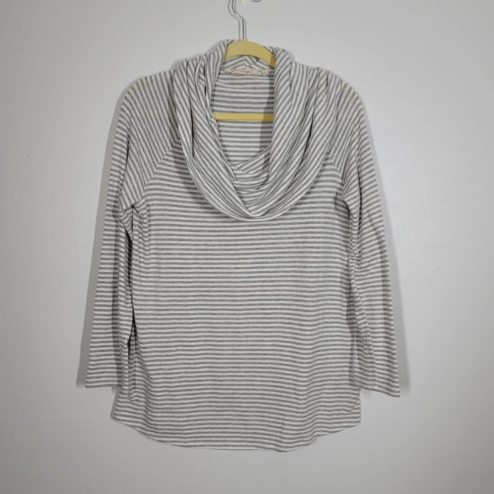 Soft Surroundings Fireside Pullover Cowl Neck Cozy Soft Striped Sweater Size Med